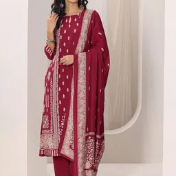 Libas Ethnic Motifs Printed Key Hole Neck Kurta With Trousers & Dupatta-image-93