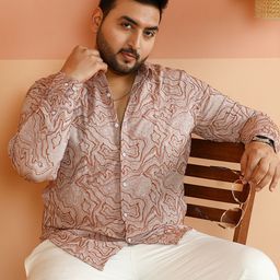 Instafab Plus Men Plus Size Comfort Fit Abstract Printed Spread Collar Casual Shirt-picture-44