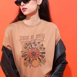 Tokyo Talkies Women Printed Extended Sleeves Slim Fit T-shirt-image-36