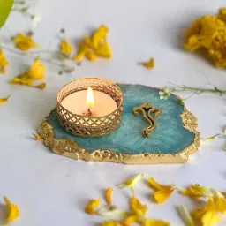 home arte Turqoise Stone Figurine Tea light Holder-picture-34