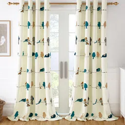 Story@home Set of 2 White & Mustard Quirky Room Darkening Door Curtain-picture-44