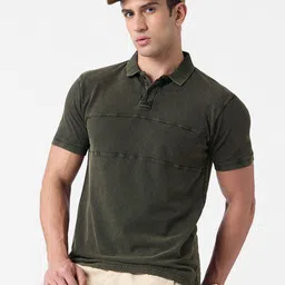 The Souled Store Vintage Wash Polo Collar Pure Cotton T-shirt image 1