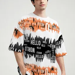 TRIPR Typography Printed Drop-Shoulder Sleeves Cotton T-shirt-picture-35