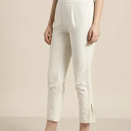Jaipur Kurti Women Off-White Easy Wash Cropped Trousers-picture-42