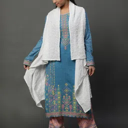 AURELIA Self Design Sleeveless Ethnic Longline Waterfall Shrug-picture-13