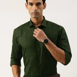 Peter England Men Slim Fit Opaque Printed Cotton Formal Shirt-image-28
