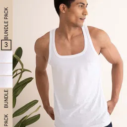 DAMENSCH Men Pack Of 3 Anti-Microbial NEO-Cotton Basic Innerwear Vests-picture-14
