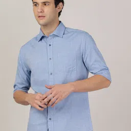 MERCHANT MARINE Men Blue Classic Slim Fit Cotton Casual Shirt-picture-32