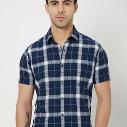 Mufti Tartan Checks Checked Slim Fit Pure Cotton Casual Shirt-picture-36