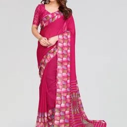 Moda Rapido Casual Saree with Geometric Print Border & Blouse Piece-picture-19