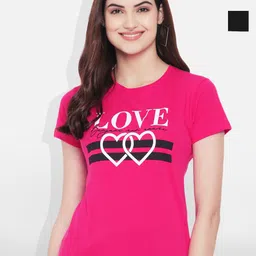 Fabflee Women Multicoloured 3 Printed V-Neck Applique T-shirt image 1