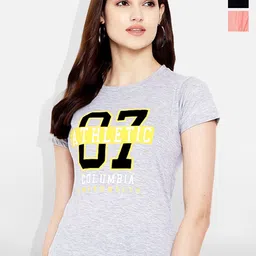 Fabflee Women Multicoloured 4 Printed V-Neck Applique T-shirt-picture-35