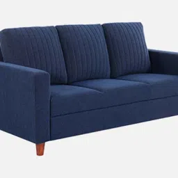 mintwud from pepperfry Matsu Fabric 3 Seater Sofa In Blue Colour image 3