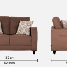 casacraft from pepperfry Ashford Fabric 2 Seater Sofa in Brown Colour image 2