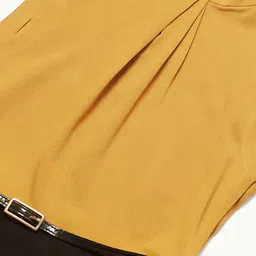 WoowZerz Women Mustard Yellow & Black Colourblocked A-Line Dress image 3