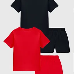 KUCHIPOO Boys Pack Of 2 Typography Printed T-shirt With Shorts image 5