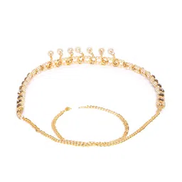 JEWELS GEHNA Off-White Gold-Plated CZ Studded & Beaded Handcrafted Kamarbandh image 2