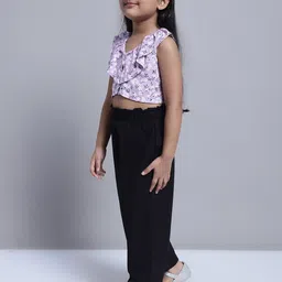 Superminis Girls Floral Printed Pure Cotton Top with Trousers image 2