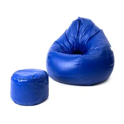 THREADVIBE LIVING Blue 2 Pieces Teardrop Bean Bag With Footrest Filled image 5