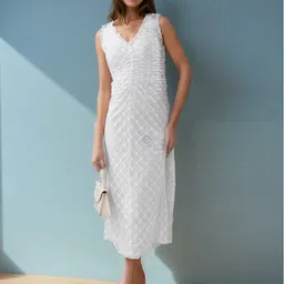 Stylecast X Hersheinbox Embroidered Lace Pure Cotton Midi Dress image 3