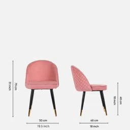casacraft from pepperfry Iris Fabric Dining Chair In Pink Colour image 2