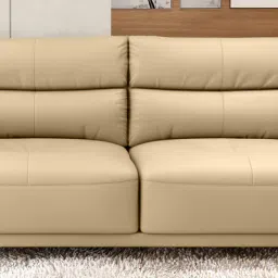 durian Perry Leather 3 Seater Sofas in Beige Colour image 1
