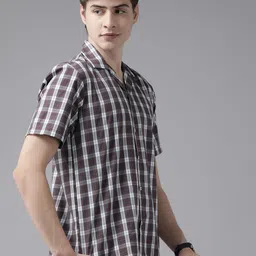 English Navy Men Relaxed Checked Cuban Collar Casual Shirt image 2