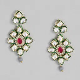 I Jewels Grey & Green Gold-Plated Embellished Choker Jewellery Set image 4