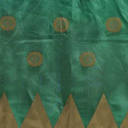 Saree mall Green & Gold-Toned Silk Blend Printed Banarasi Saree image 5