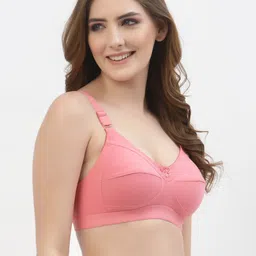 Floret Pack Of 2 Pink & White Solid Non-Wired Non Padded Everyday Bra image 4