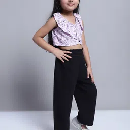 Superminis Girls Floral Printed Pure Cotton Top with Trousers image 3