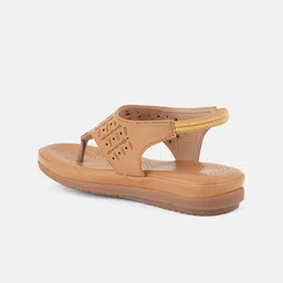 Mast & Harbour Women Textured Casual T-Strap Flats with Laser Cuts image 5