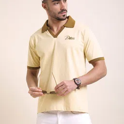 Difference of Opinion Men Typography Printed Polo Collar Pure Cotton Relaxed Fit T-shirt image 3