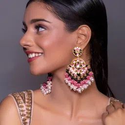 Fida Gold-Toned and Gold-Plated Contemporary Beaded Drop Earrings-image-10
