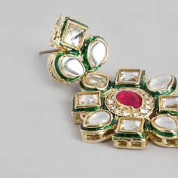 I Jewels Grey & Green Gold-Plated Embellished Choker Jewellery Set image 3