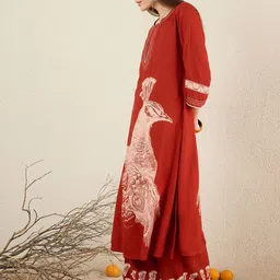 Indo Era Women Ethnic Motifs Printed Regular Thread Work Kurta with Palazzos image 2