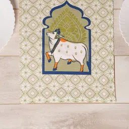 BLANC9 Off White & Green Printed Pure Cotton Table Runners image 3