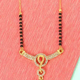 JEWELS GEHNA Black Gold-Plated AD-Studded & Beaded Mangalsutra-picture-53