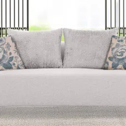 casacraft from pepperfry New Jersey Fabric 3 Seater Sofa in Silver Colour image 1