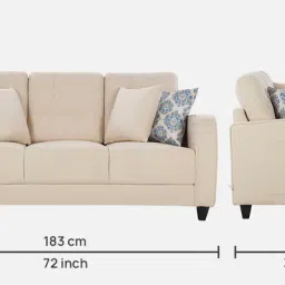 casacraft from pepperfry Ashford Fabric 3 Seater Sofa in Beige Colour image 2