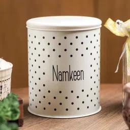 market 99 Ivory Galvanised Iron 1400ml Namkeen Storage Jar image 1