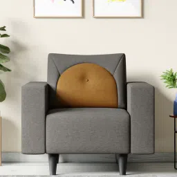 godrej interio Windle Fabric 1 Seater Sofa In Taupe Colour image 1