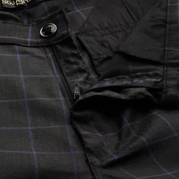 SOJANYA Men Black & Purple Smart Regular Fit Checked Formal Trousers image 3