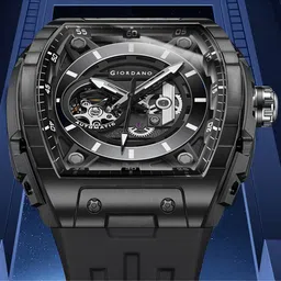 GIORDANO Automatic Mechanical Self-Winding 43mm Silicone Strap 30M Water-Resistant Watch image 4