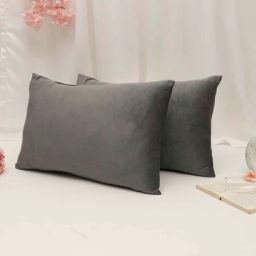 the conversion Dark Grey Solid 200 TC Velevt 2 Pillow Covers-picture-30