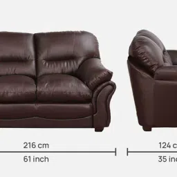 casacraft from pepperfry Adalia Leatherette 2 Seater Sofa In Brown Colour image 2