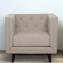 casacraft from pepperfry Fermin Fabric 1 Seater Sofa In Beige Colour image 1