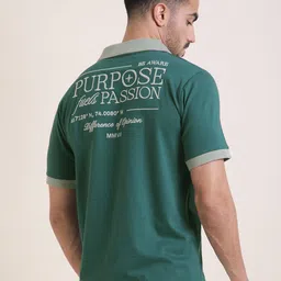 Difference of Opinion Men Typography Printed Polo Collar Pure Cotton Relaxed Fit T-shirt image 3