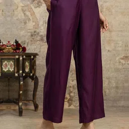 SANISA Women Ethnic Motifs Embroidered Regular Pure Silk Kurta with Palazzos & With Dupatta image 4