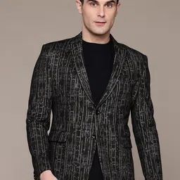 ESSAS club Abstract Print Single-Breasted Slim Fit Blazer image 1